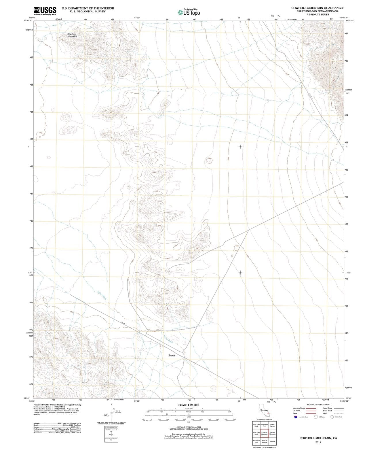 2012 Cowhole Mountain, CA - California - USGS Topographic Map