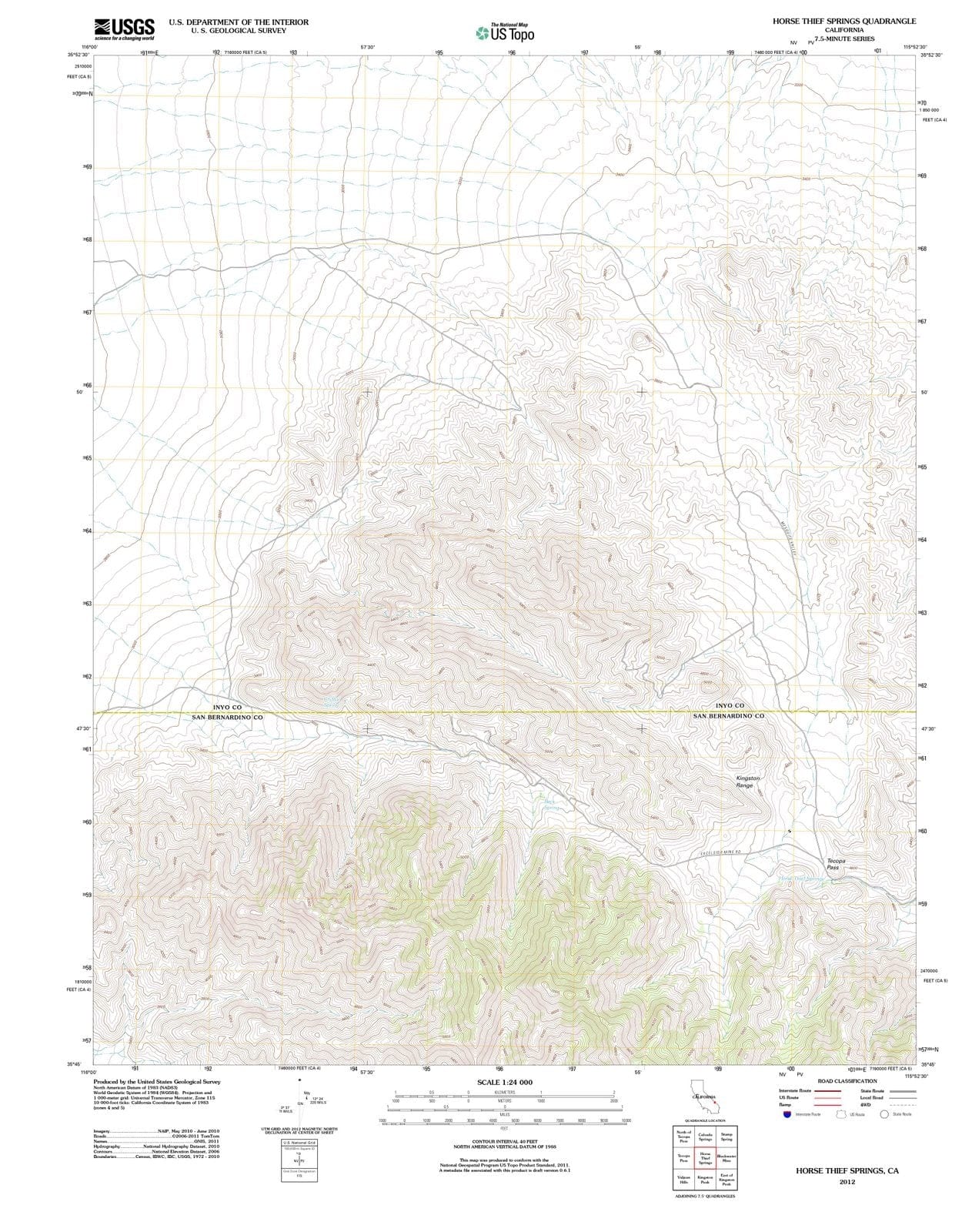 2012 Horse Thief Springs, CA - California - USGS Topographic Map