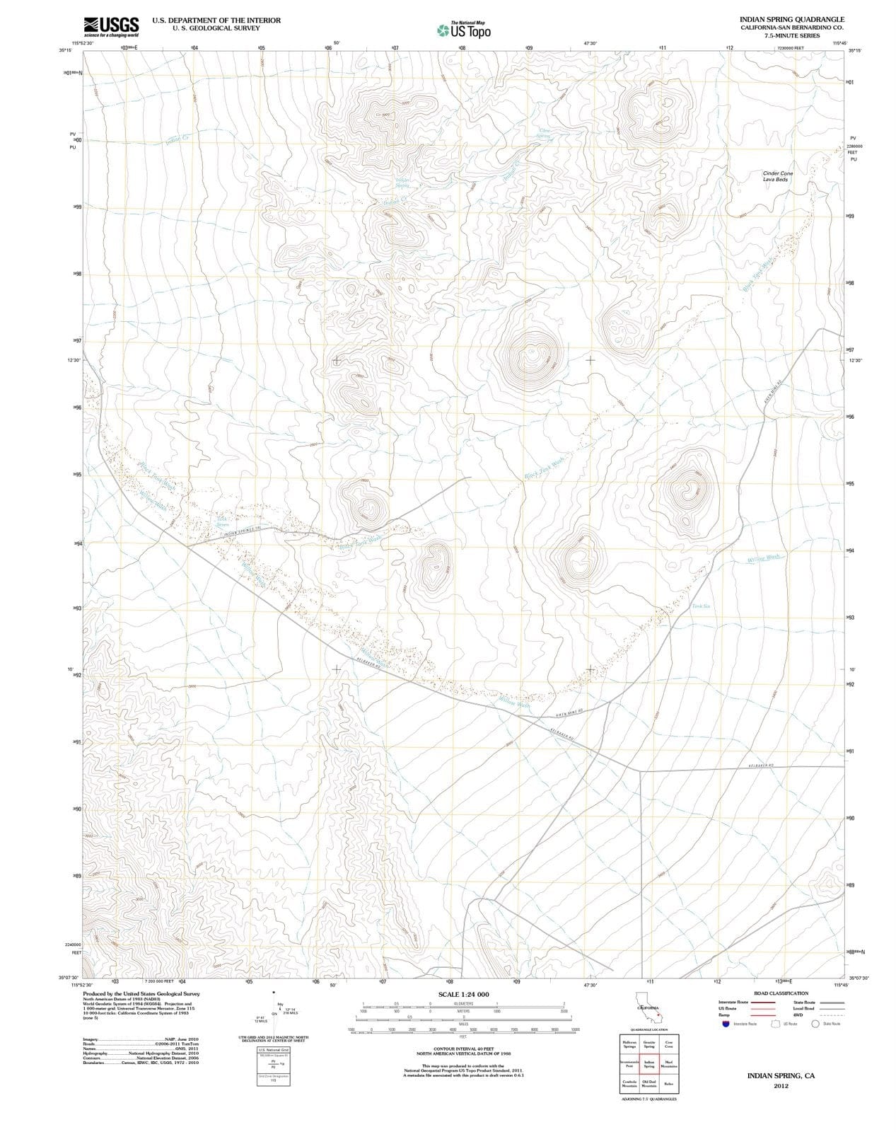 2012 Indian Spring, CA - California - USGS Topographic Map