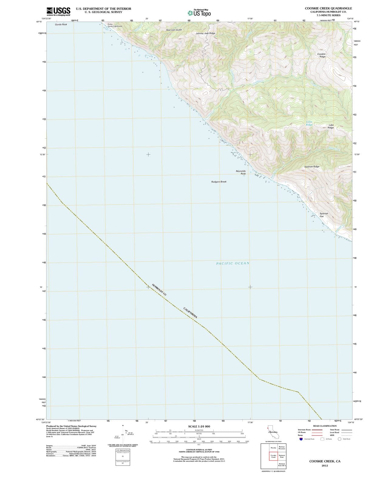 2012 Cooskie Creek, CA - California - USGS Topographic Map