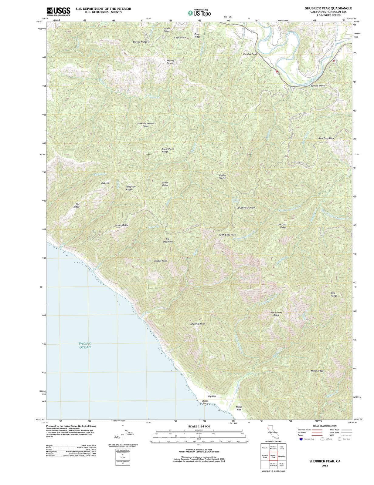 2012 Shubrick Peak, CA - California - USGS Topographic Map