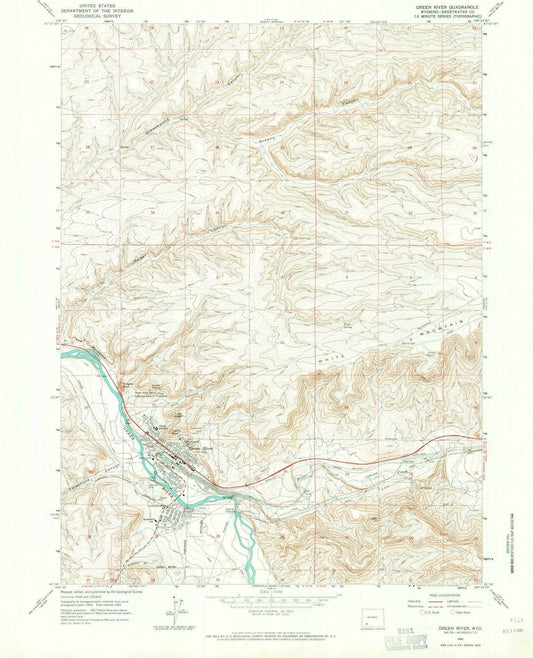 1961 Green River, WY - Wyoming - USGS Topographic Map