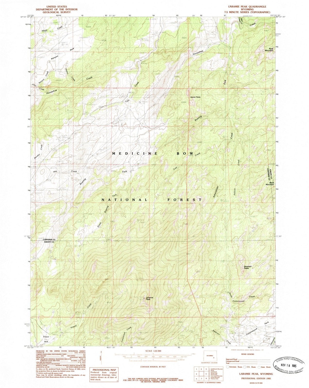 1985 Laramie Peak, WY - Wyoming - USGS Topographic Map