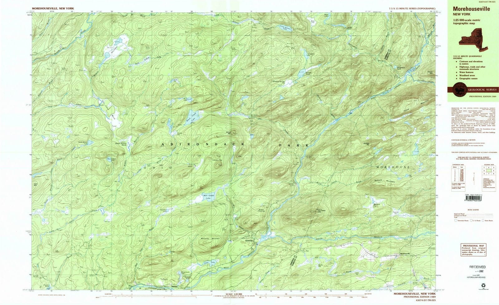 1989 Morehouseville, NY - New York - USGS Topographic Map