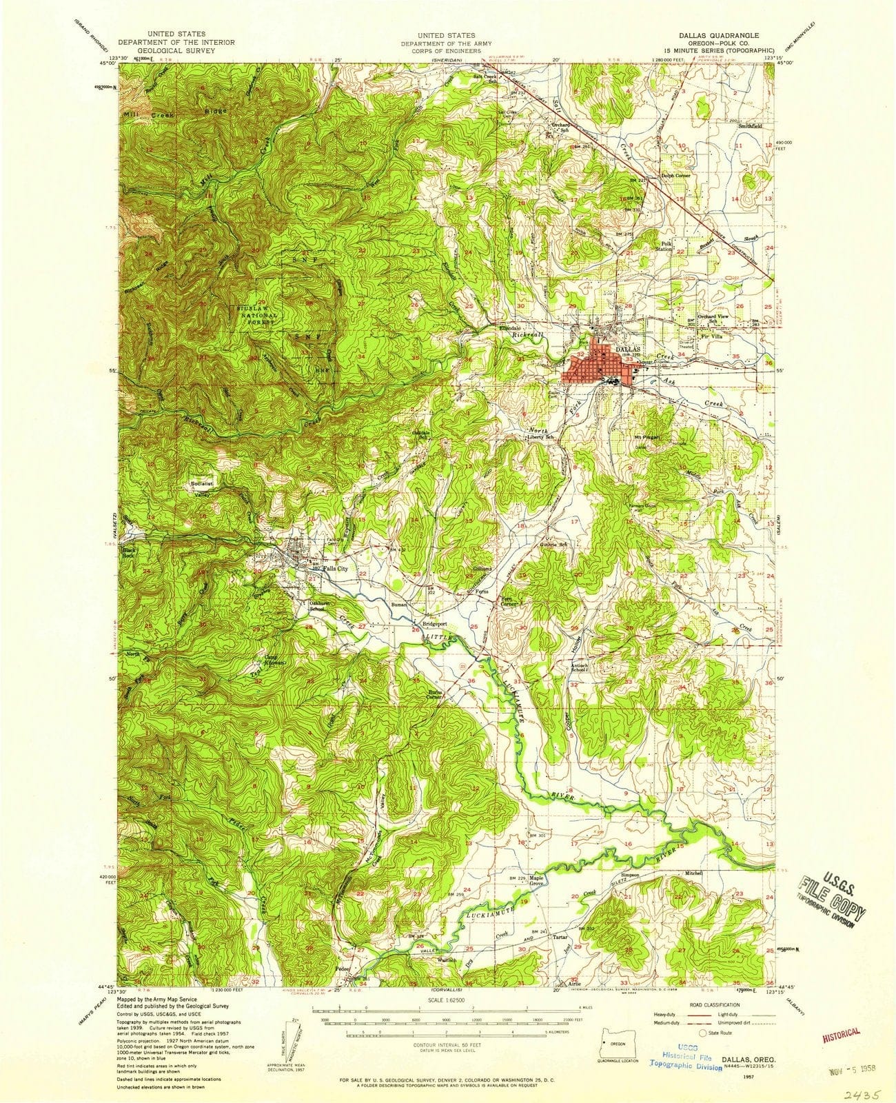 1957 Dallas, OR - Oregon - USGS Topographic Map