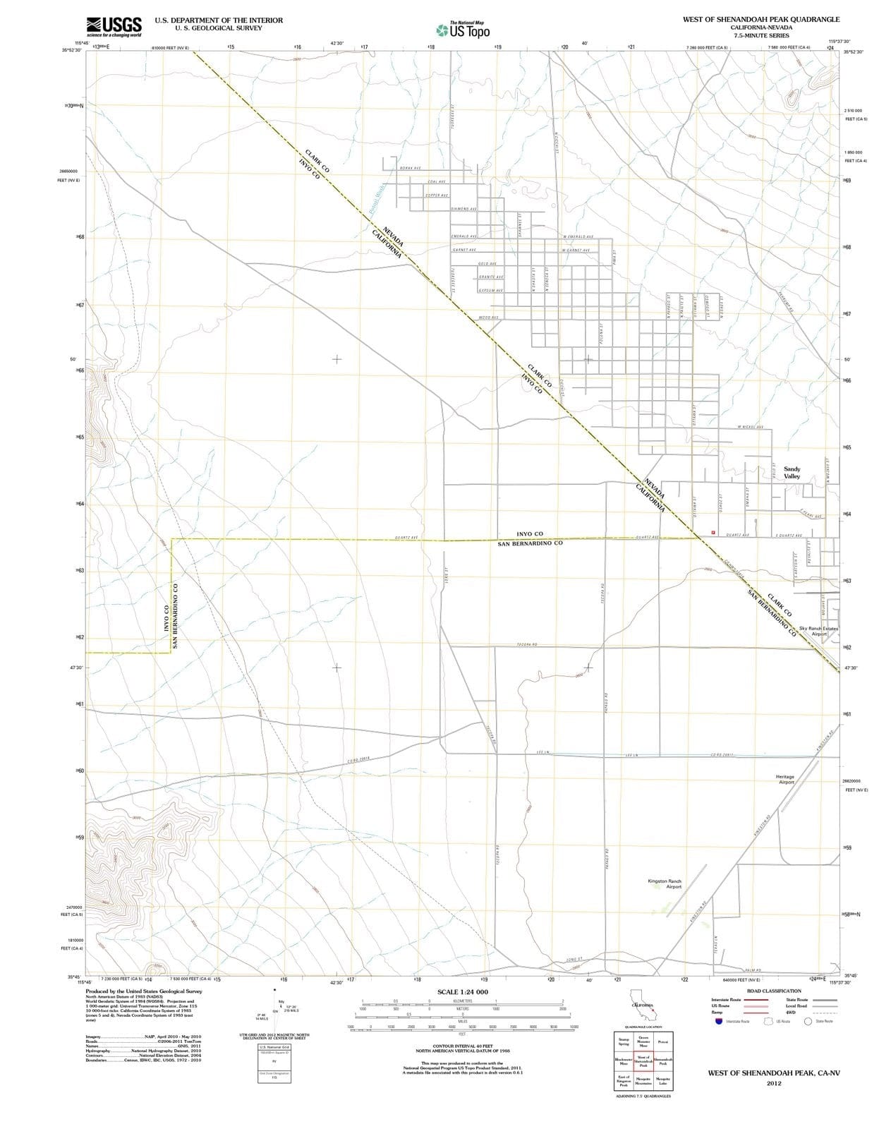 2012 West of Shenandoah Peak, CA - California - USGS Topographic Map