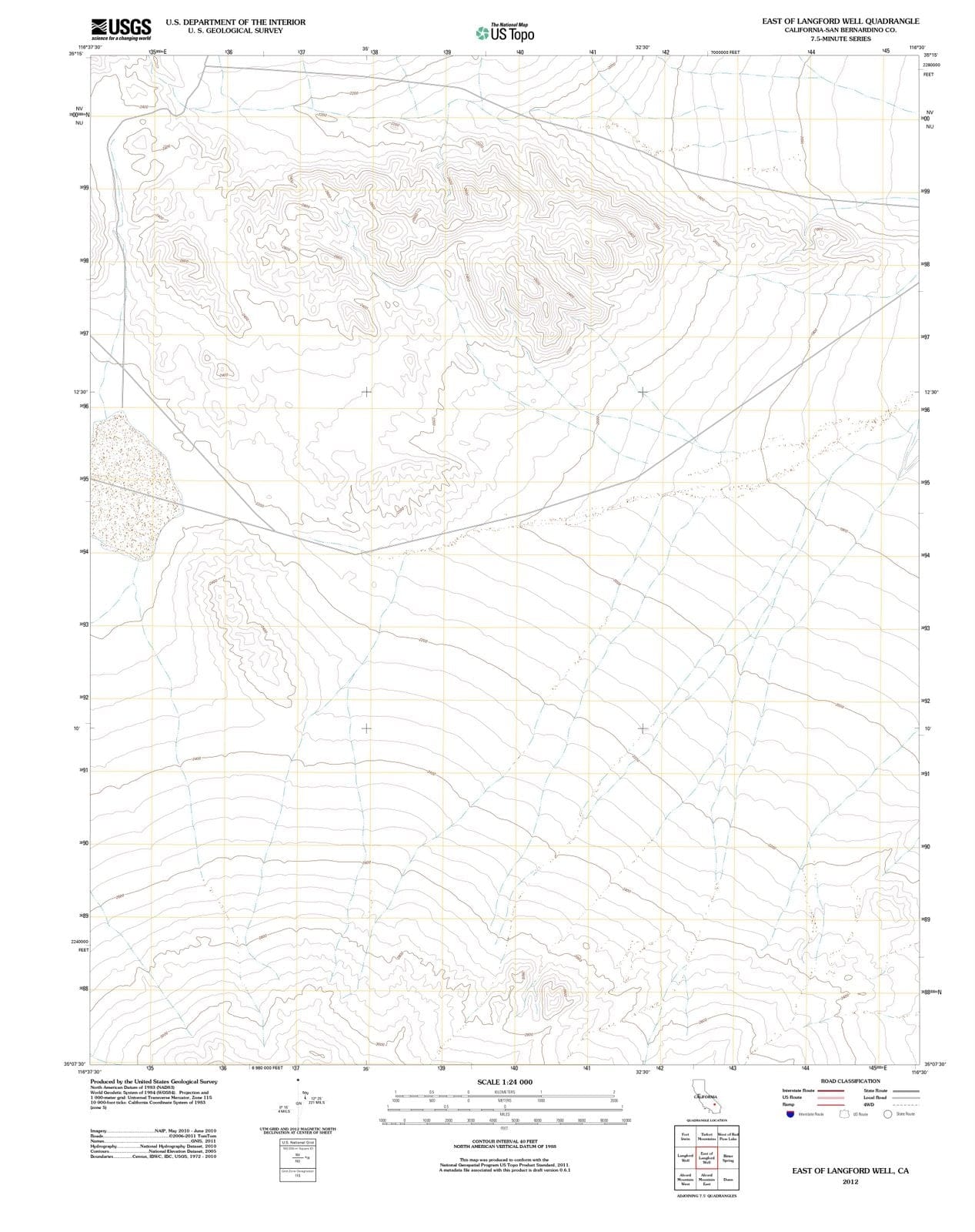2012 East of Langford Well, CA - California - USGS Topographic Map