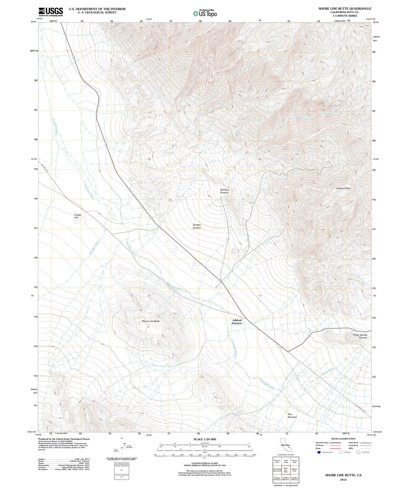 2012 Shore Line Butte, CA - California - USGS Topographic Map