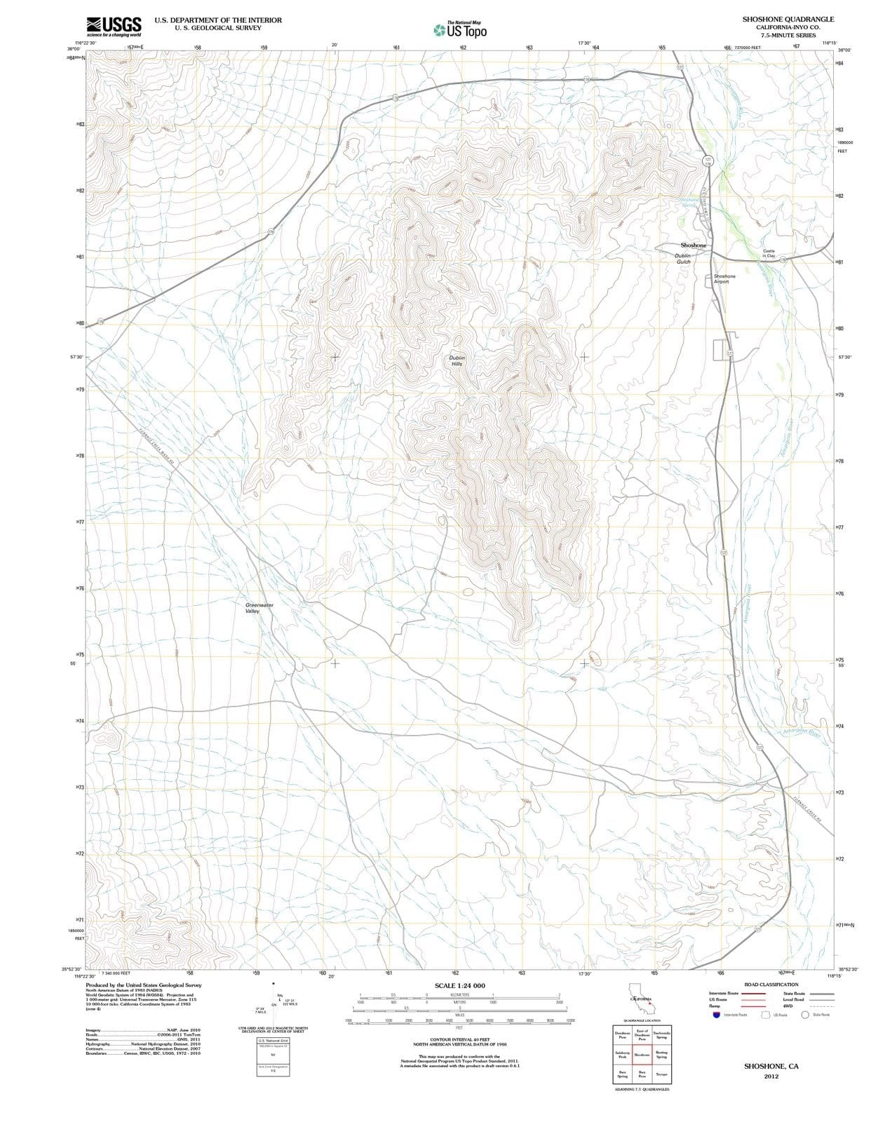 2012 Shoshone, CA - California - USGS Topographic Map