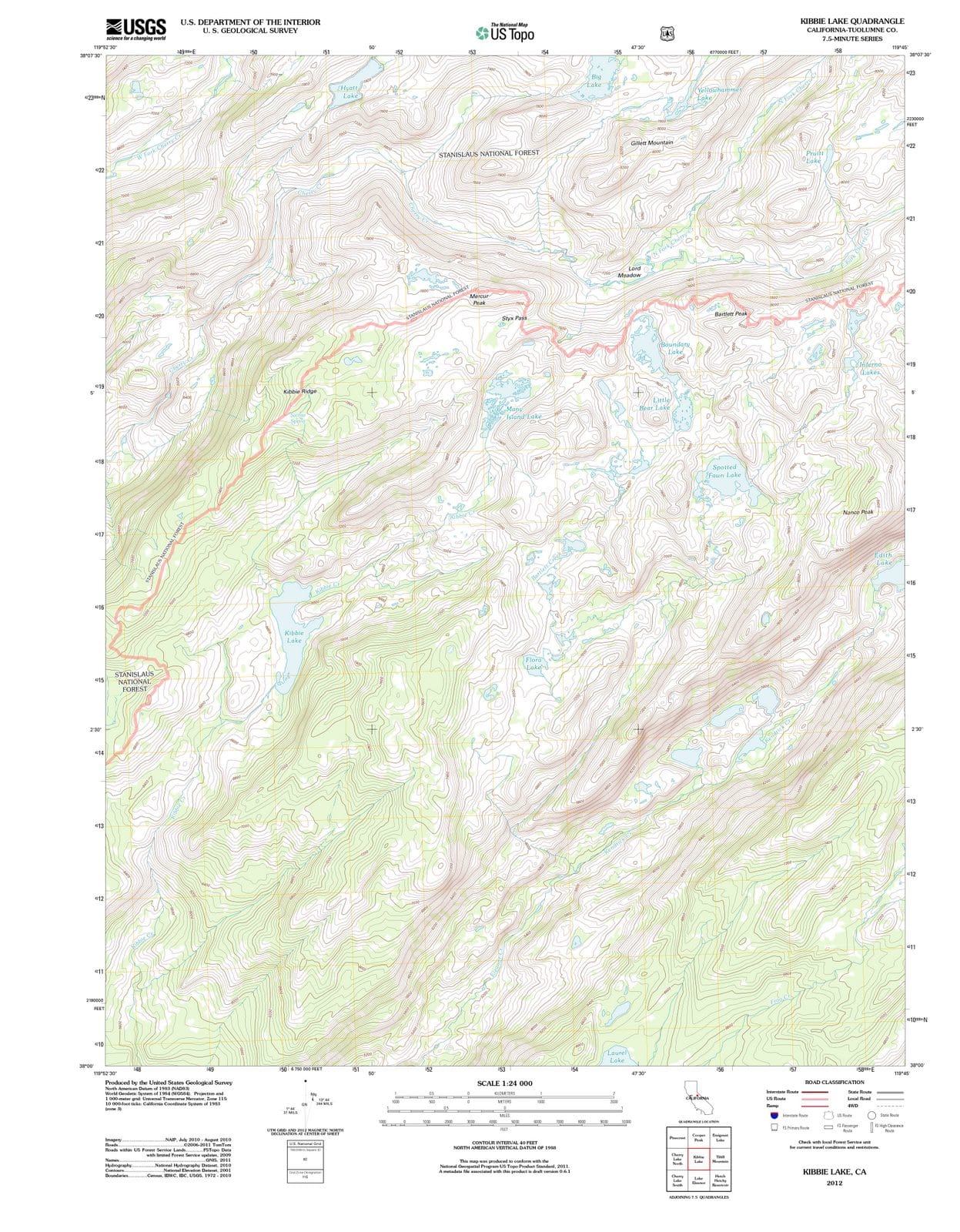 2012 Kibbie Lake, CA - California - USGS Topographic Map