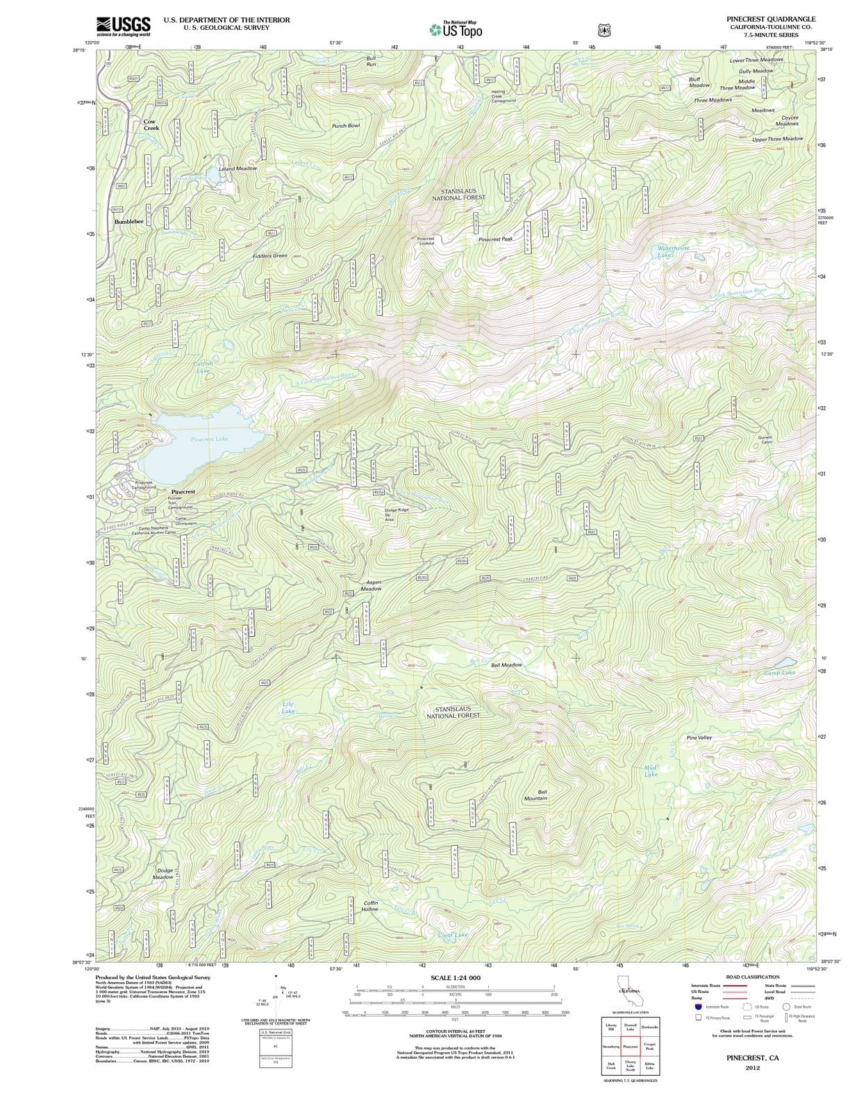 2012 Pinecrest, CA - California - USGS Topographic Map