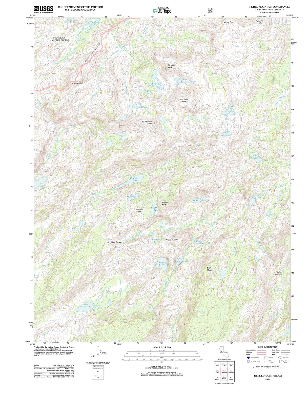 2012 Tiltill Mountain, CA - California - USGS Topographic Map
