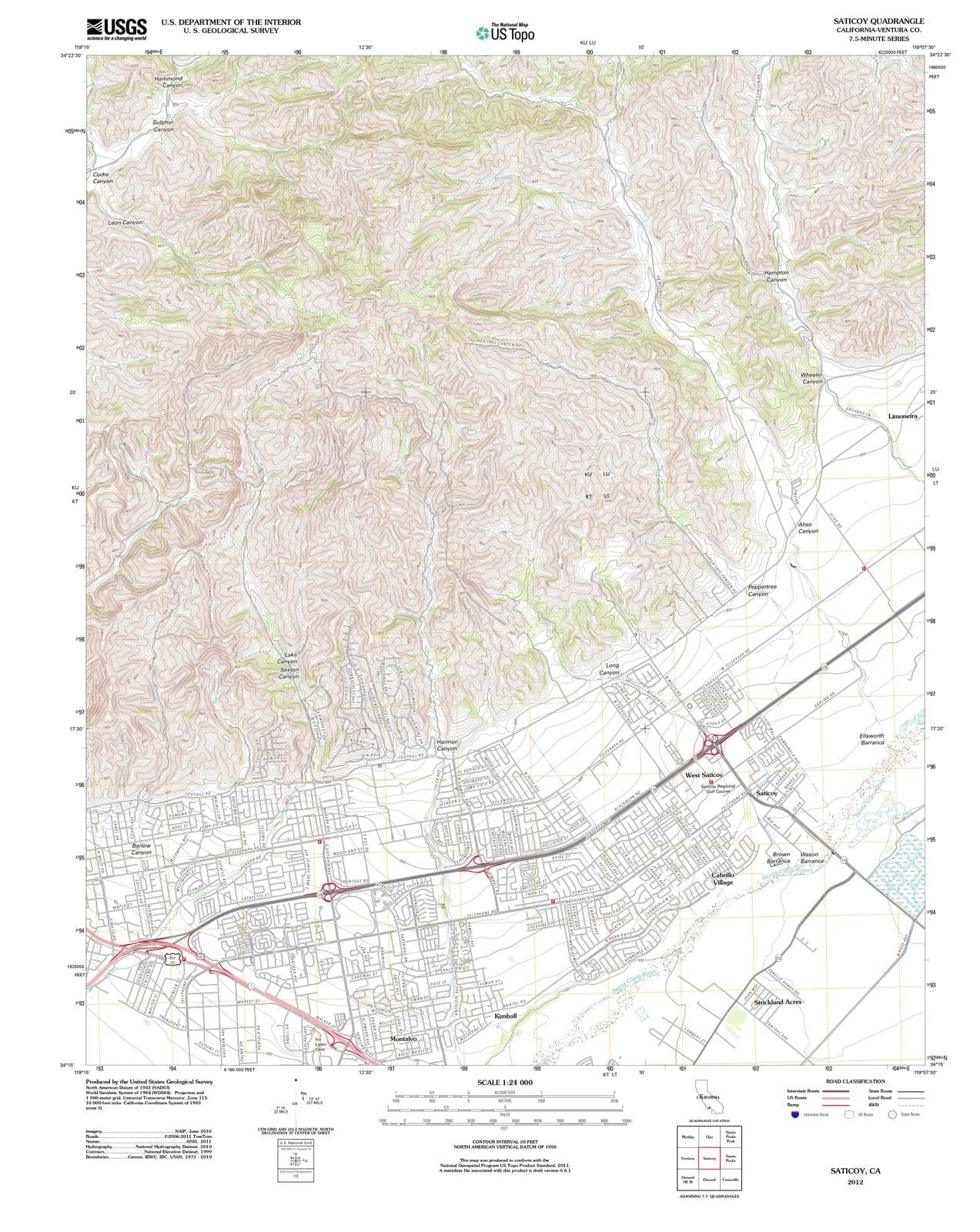 2012 Saticoy, CA - California - USGS Topographic Map