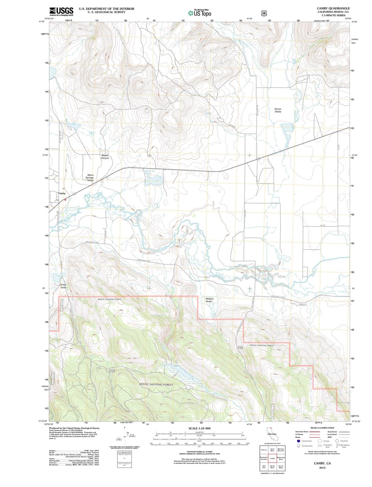 2012 Canby, CA - California - USGS Topographic Map