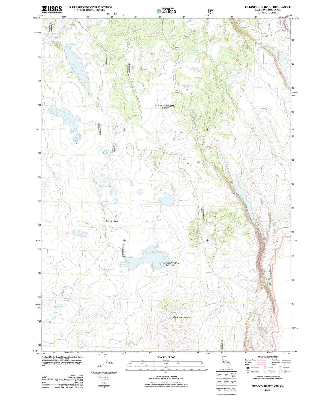 2012 McGinty Reservoir, CA - California - USGS Topographic Map