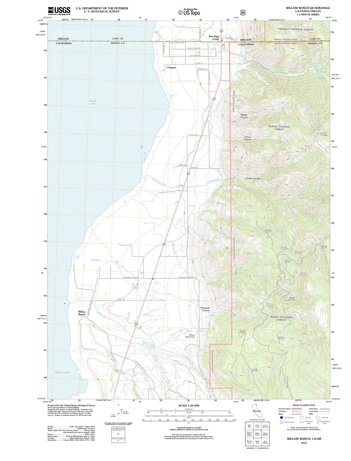 2012 Willow Ranch, CA - California - USGS Topographic Map