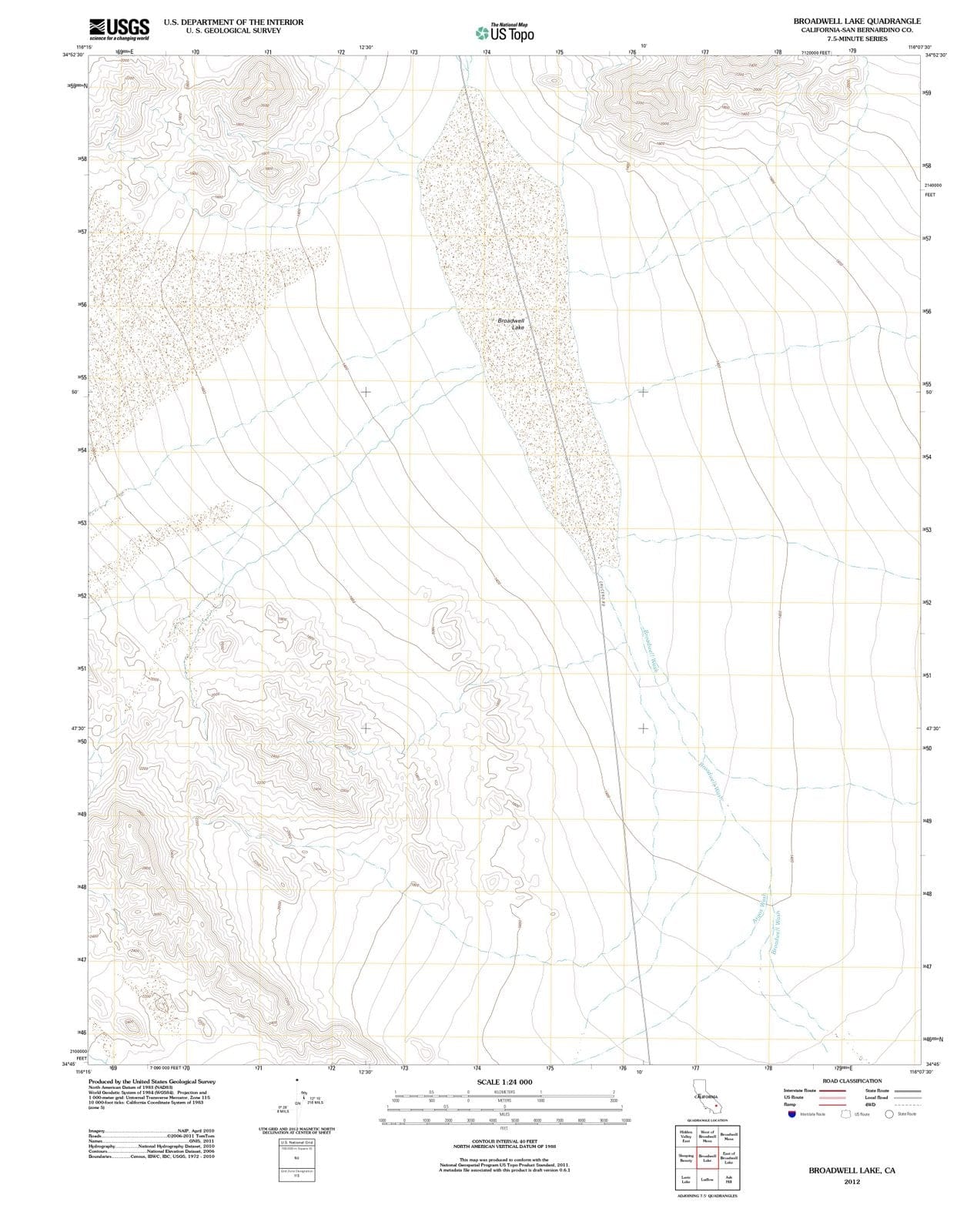 2012 Broadwell Lake, CA - California - USGS Topographic Map
