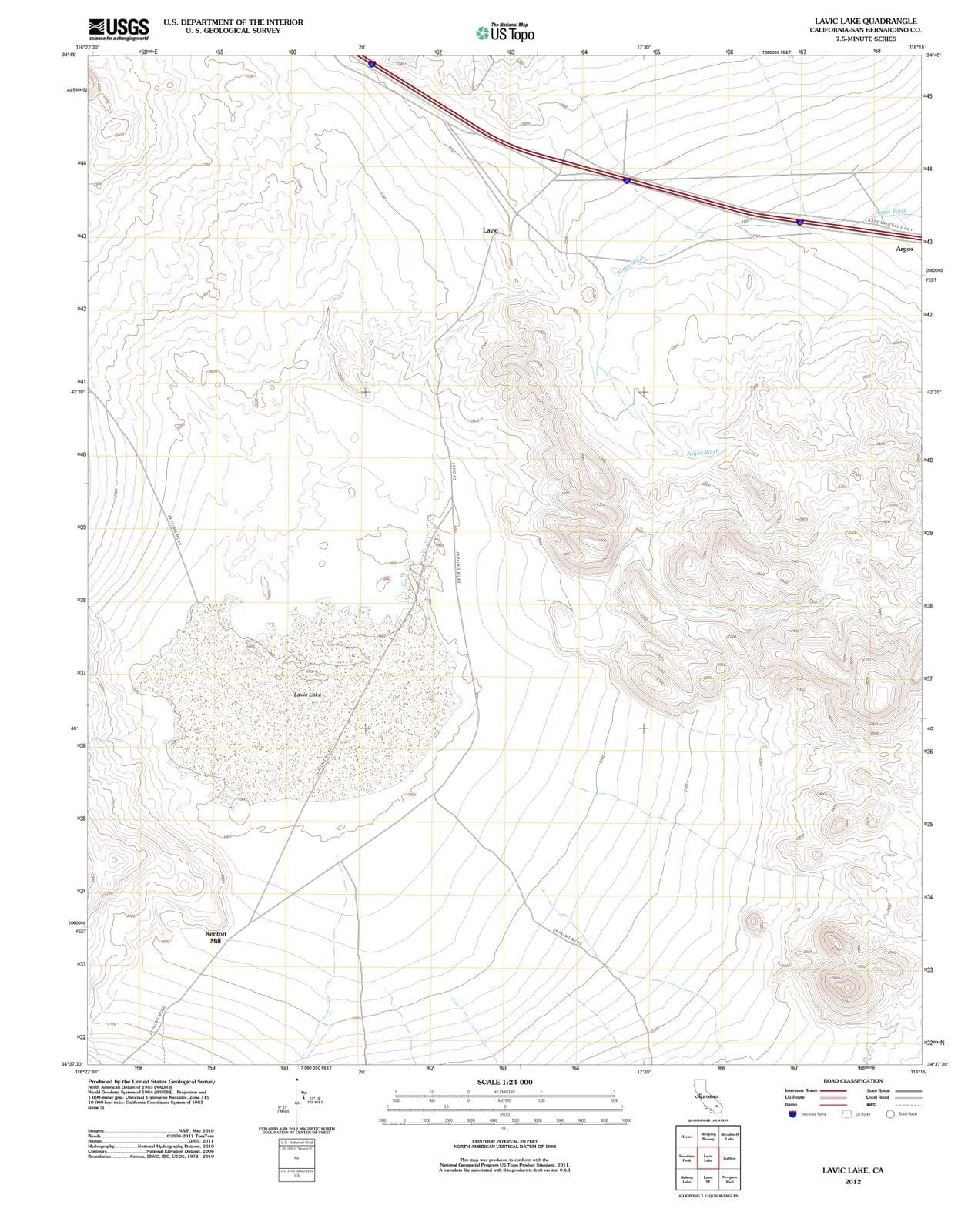 2012 Lavic Lake, CA - California - USGS Topographic Map