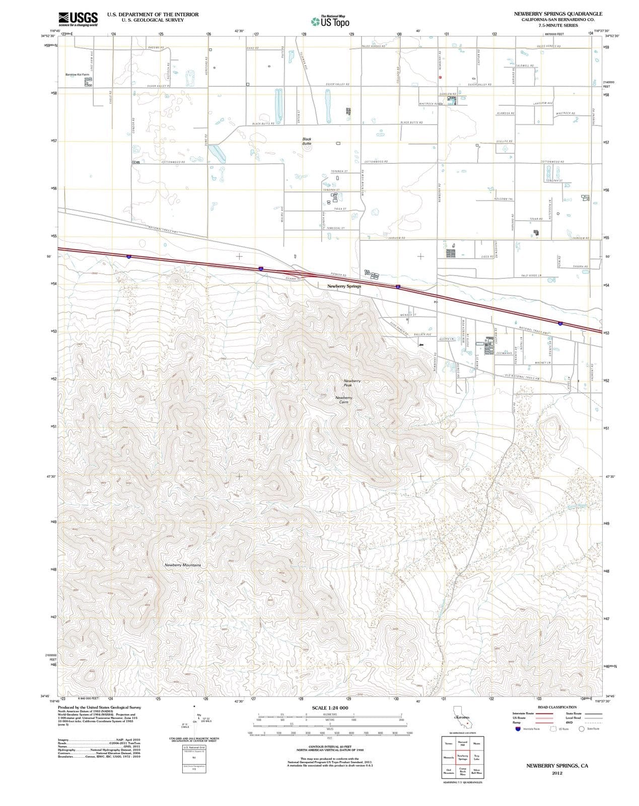 2012 Newberry Springs, CA - California - USGS Topographic Map
