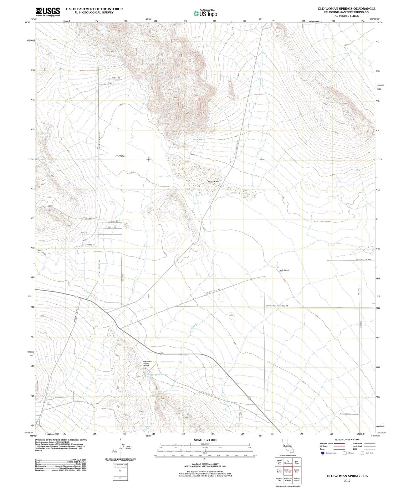 2012 Old Woman Springs, CA - California - USGS Topographic Map