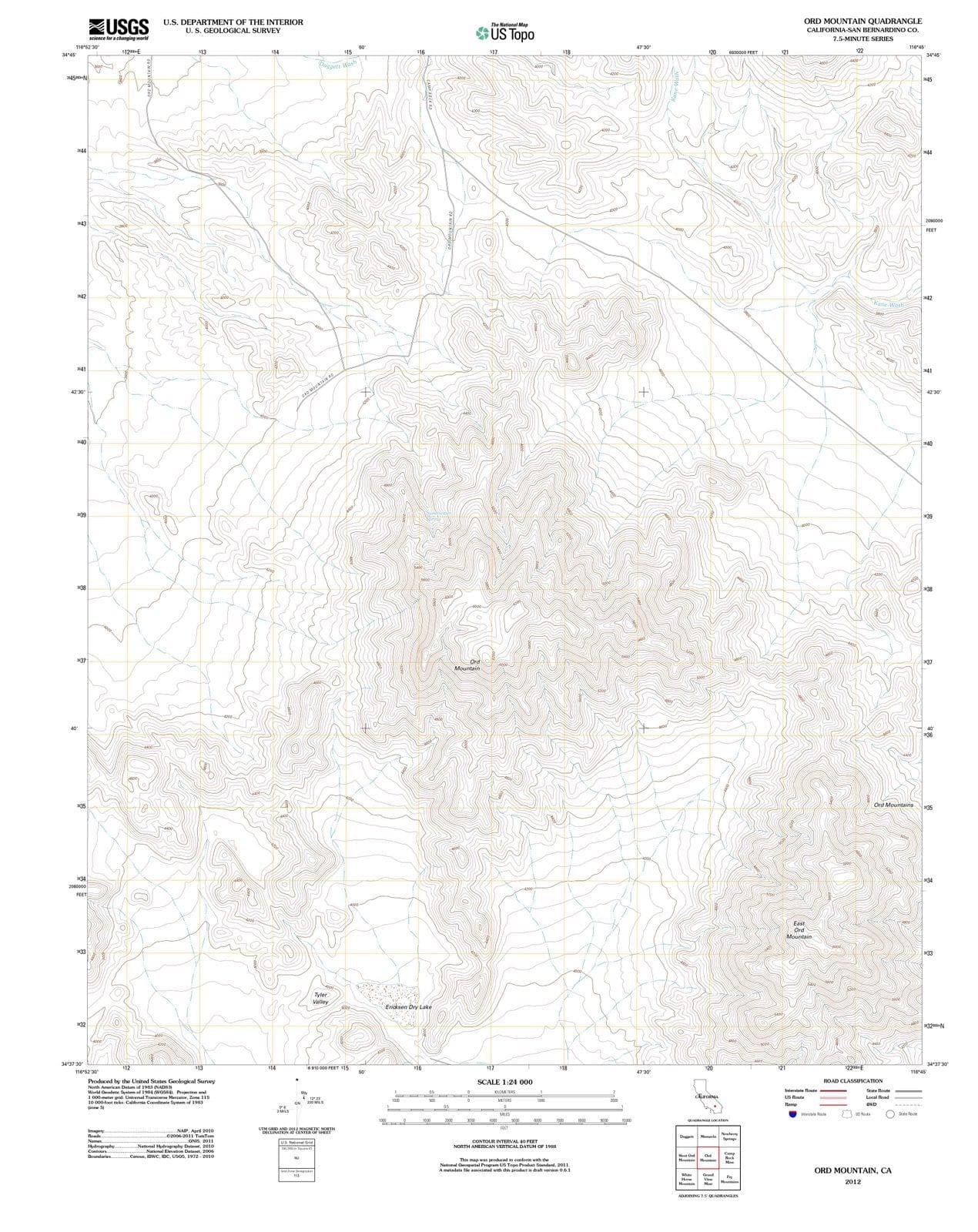 2012 Ord Mountain, CA - California - USGS Topographic Map