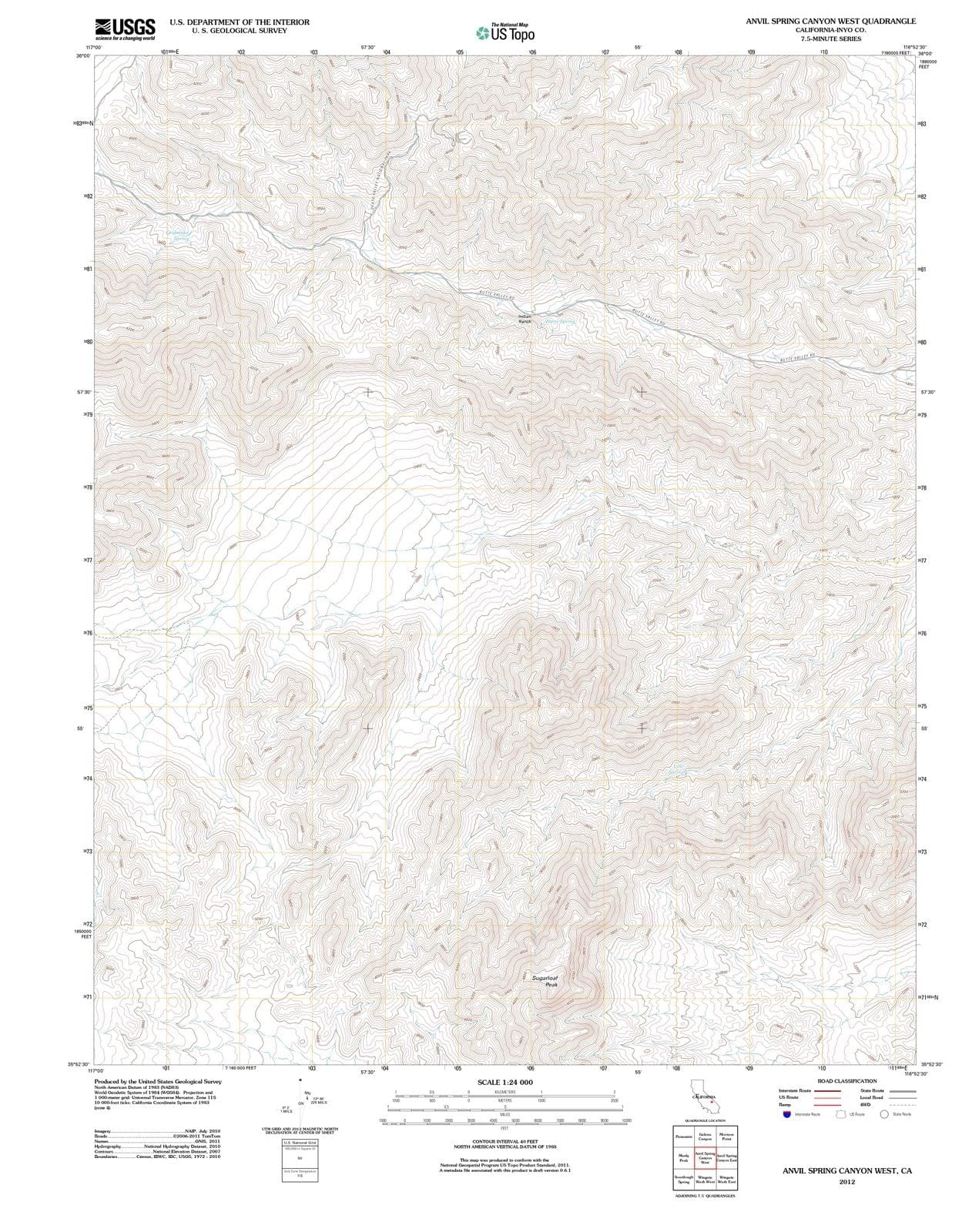 2012 Anvil Spring Canyon West, CA - California - USGS Topographic Map