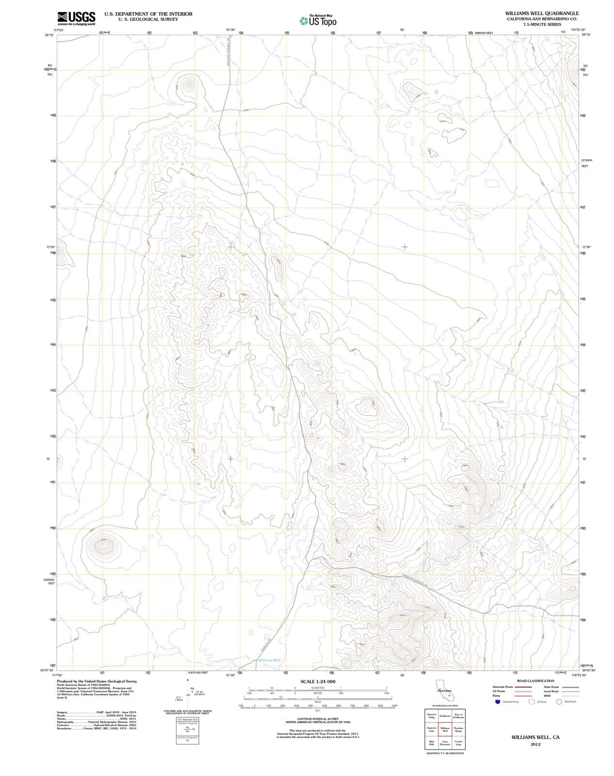 2012 Williams Well, CA - California - USGS Topographic Map