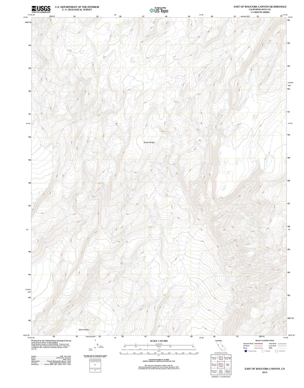 2012 East of Waucoba Canyon, CA - California - USGS Topographic Map