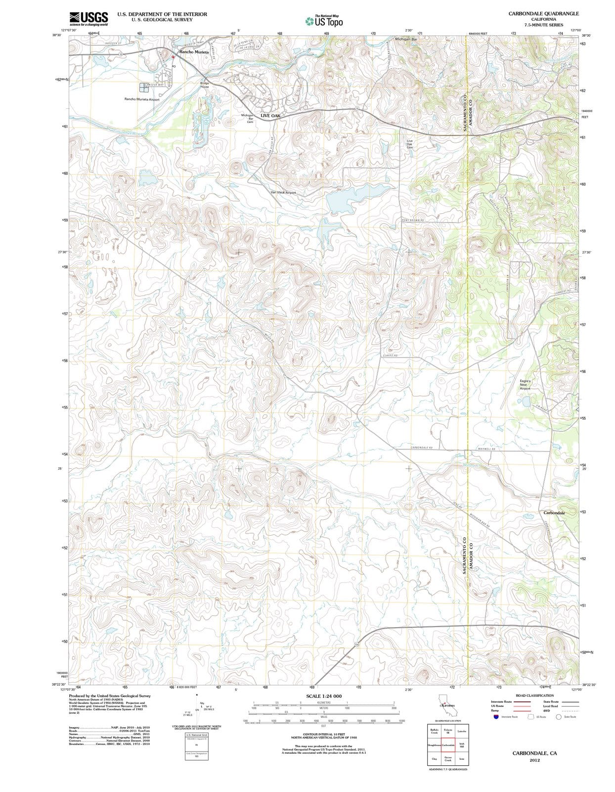 2012 Carbondale, CA - California - USGS Topographic Map
