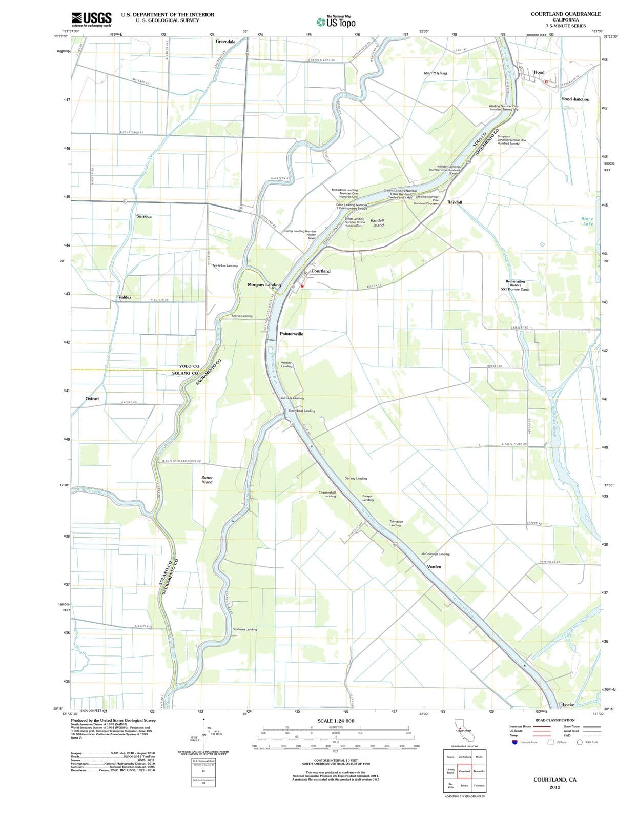 2012 Courtland, CA - California - USGS Topographic Map