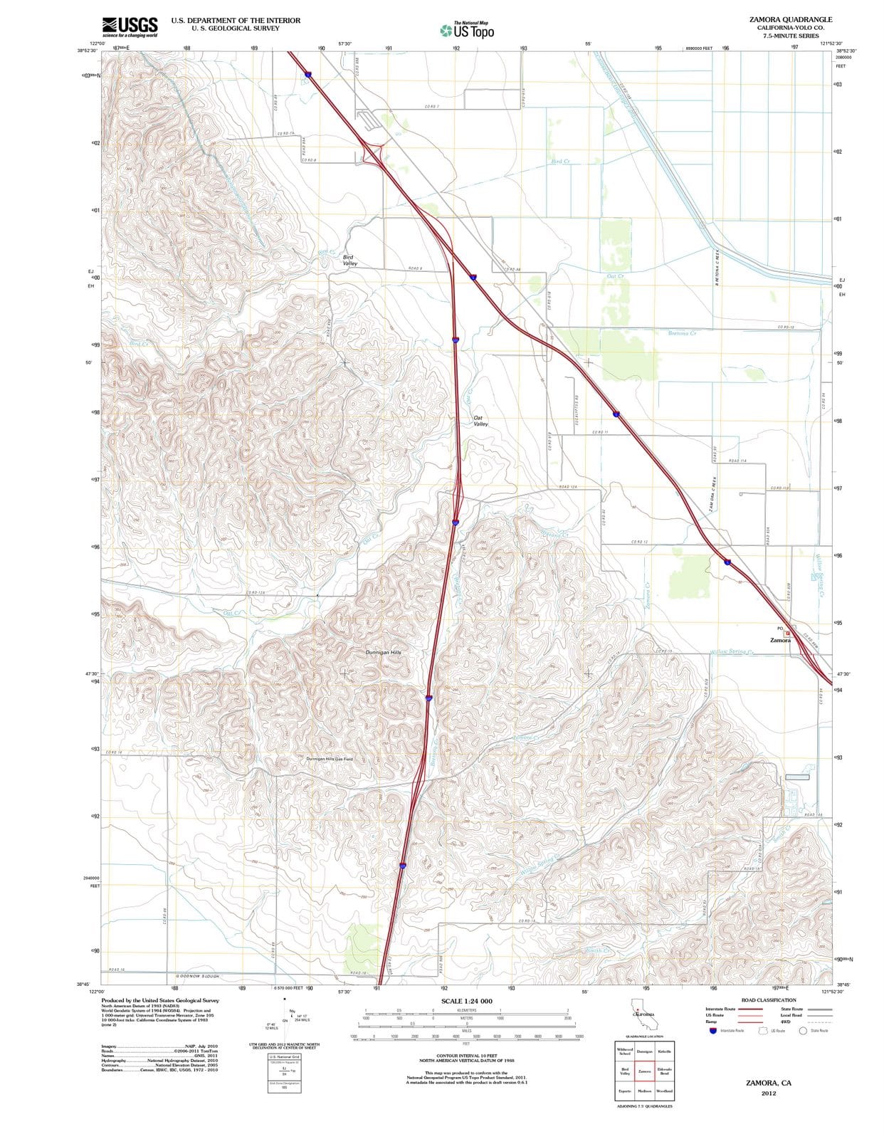 2012 Zamora, CA - California - USGS Topographic Map