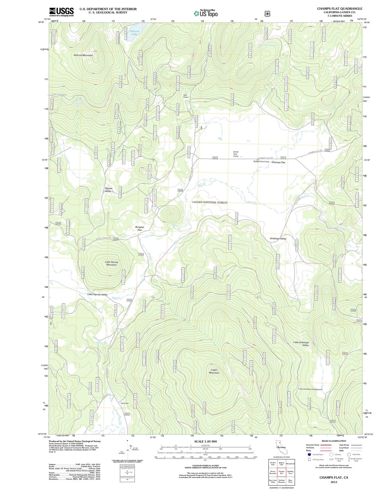 2012 Champs Flat, CA - California - USGS Topographic Map