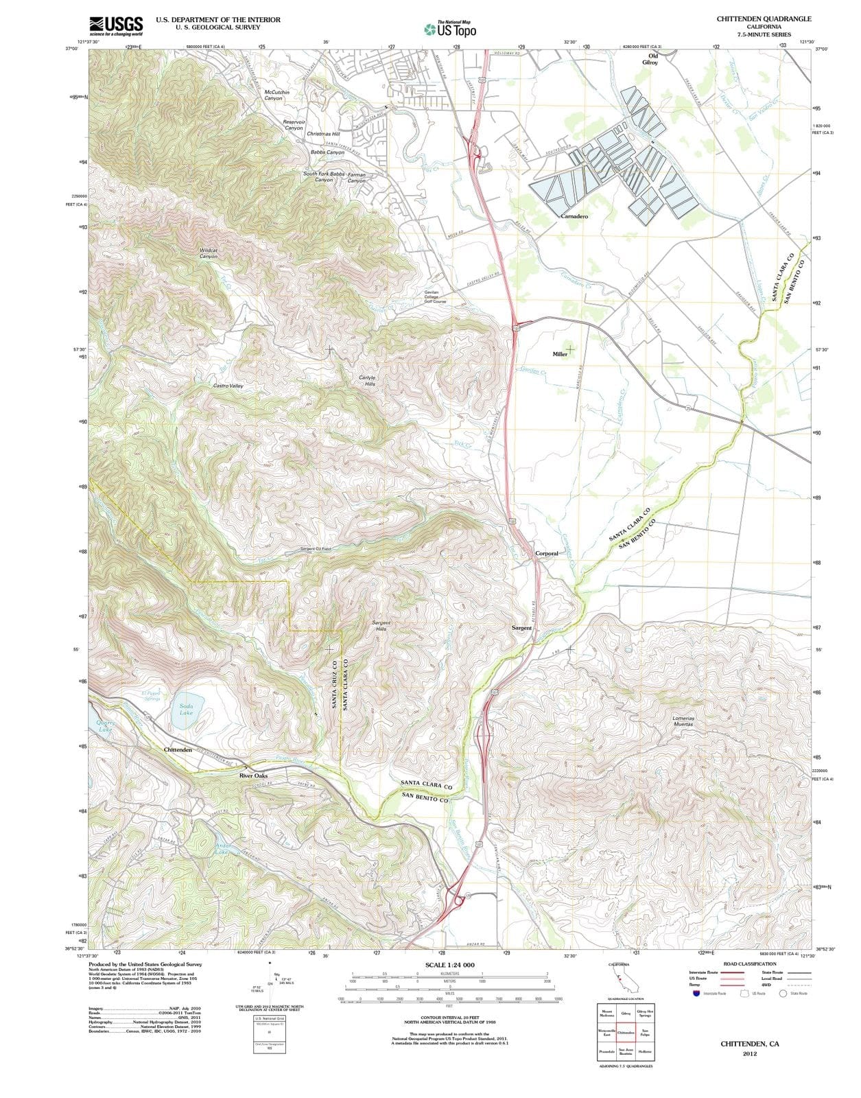 2012 Chittenden, CA - California - USGS Topographic Map