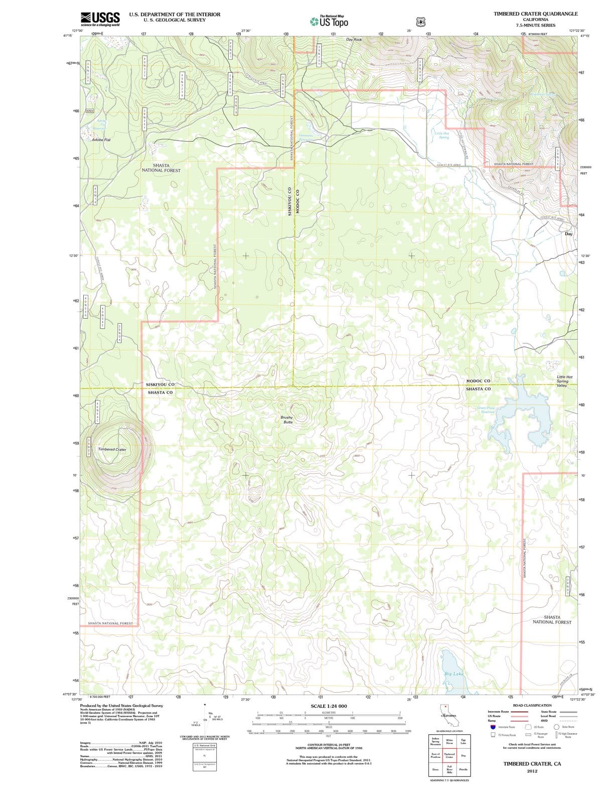 2012 Timbered Crater, CA - California - USGS Topographic Map