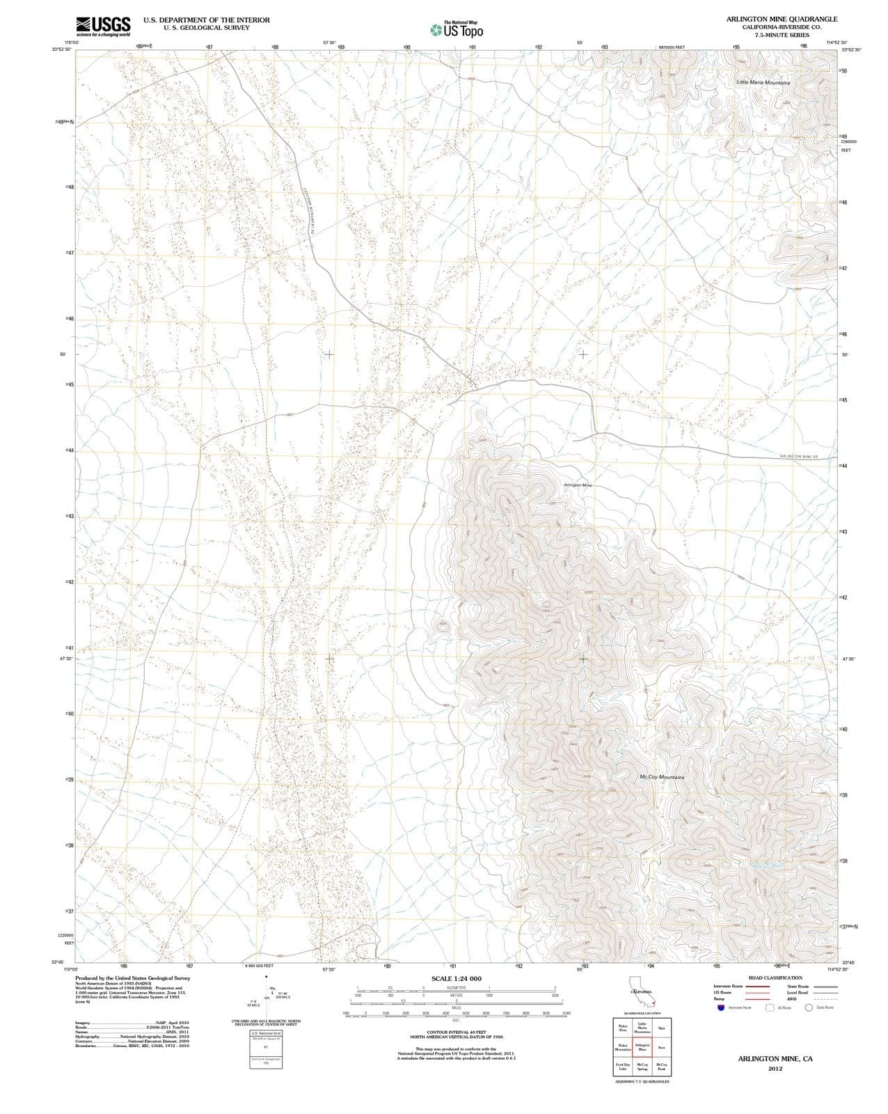 2012 Arlington Mine, CA - California - USGS Topographic Map