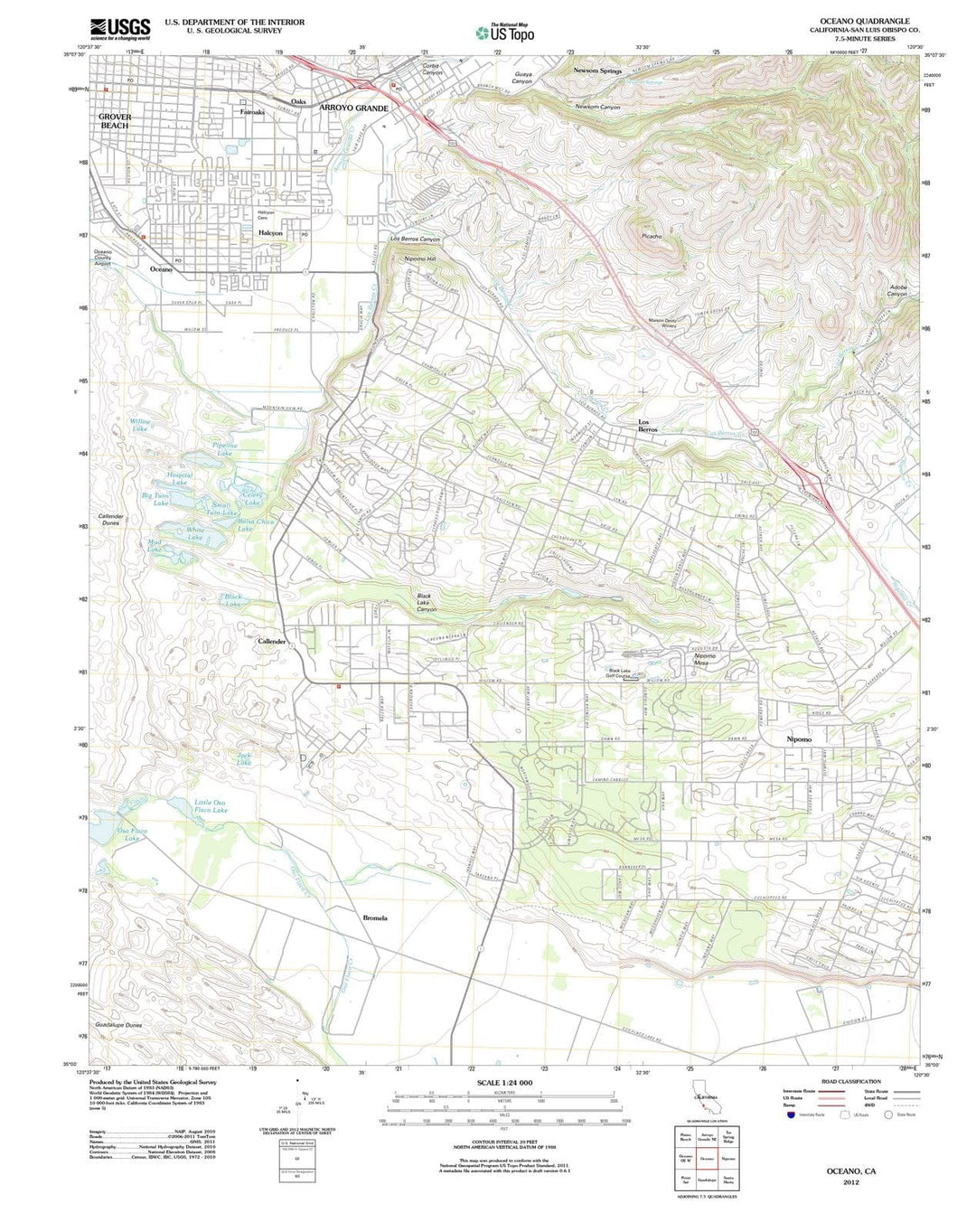 2012 Oceano, CA - California - USGS Topographic Map v2