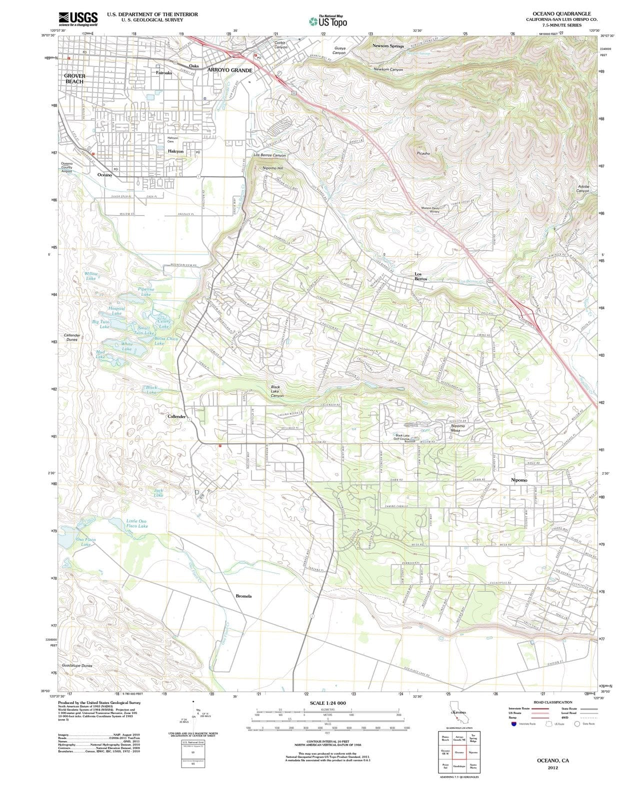2012 Oceano, CA - California - USGS Topographic Map v2