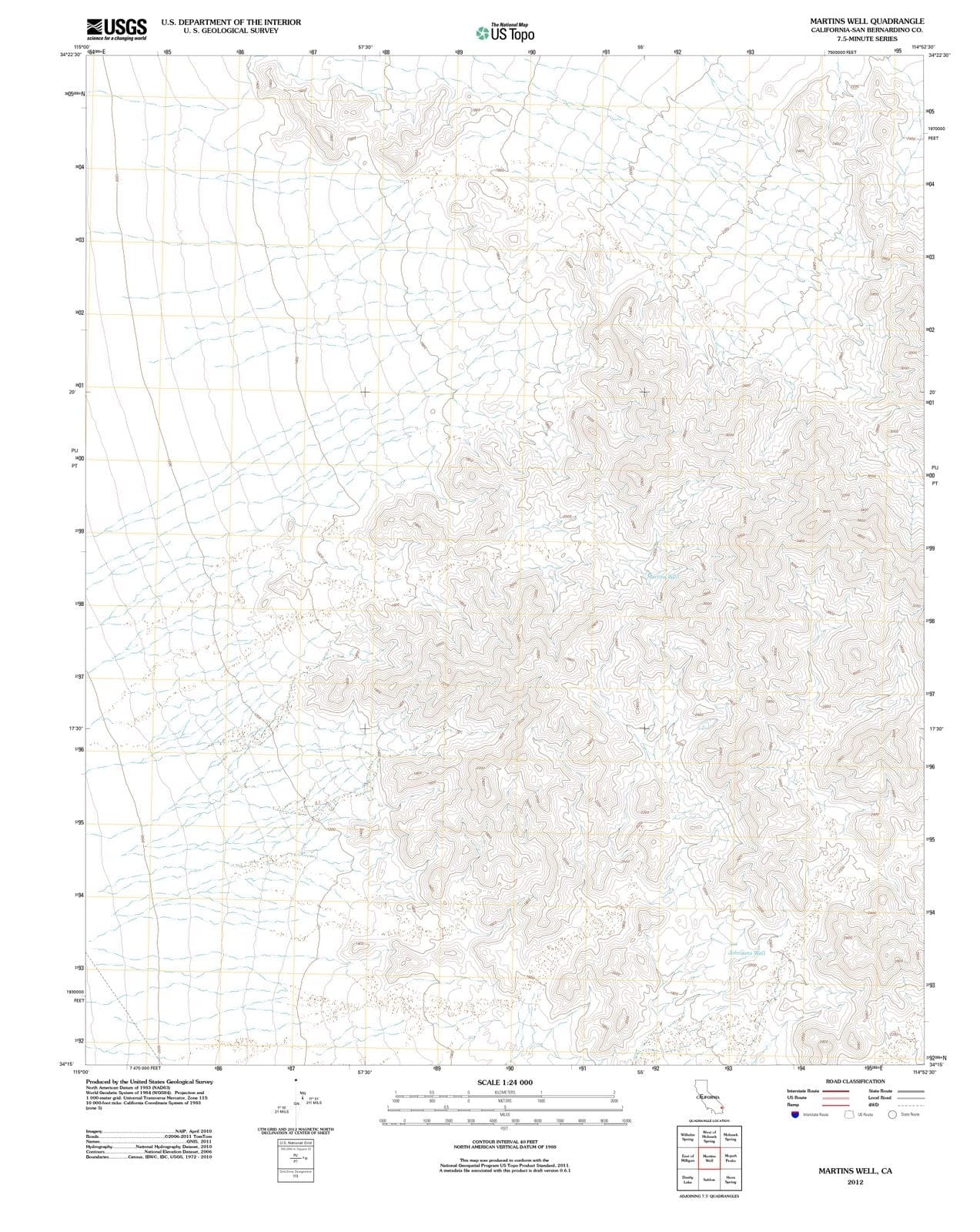 2012 Martins Well, CA - California - USGS Topographic Map