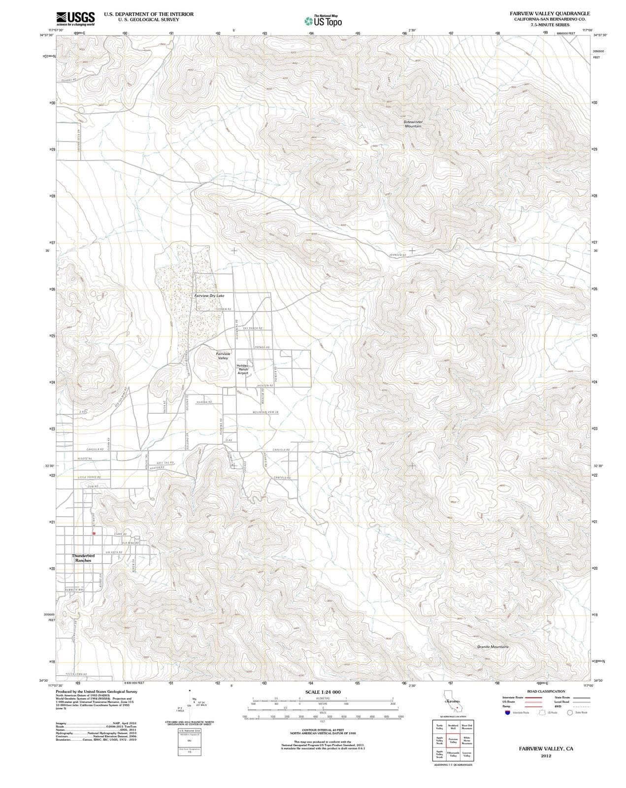 2012 Fairview Valley, CA - California - USGS Topographic Map