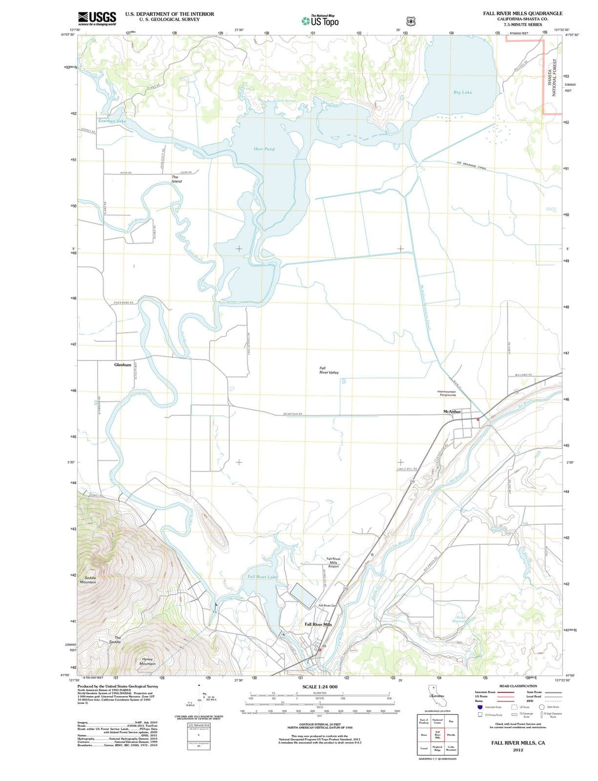 2012 Fall River Mills, CA - California - USGS Topographic Map
