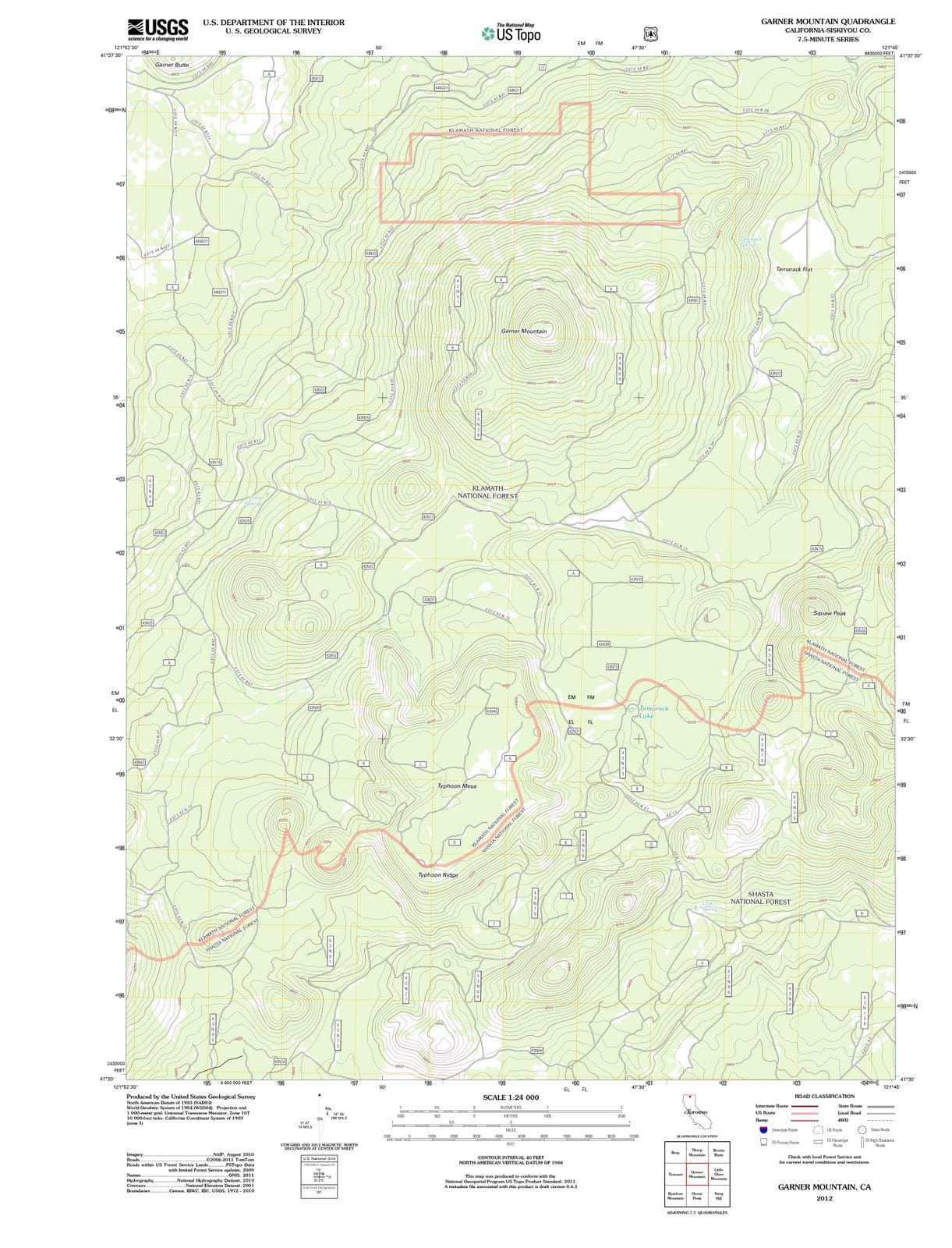 2012 Garner Mountain, CA - California - USGS Topographic Map