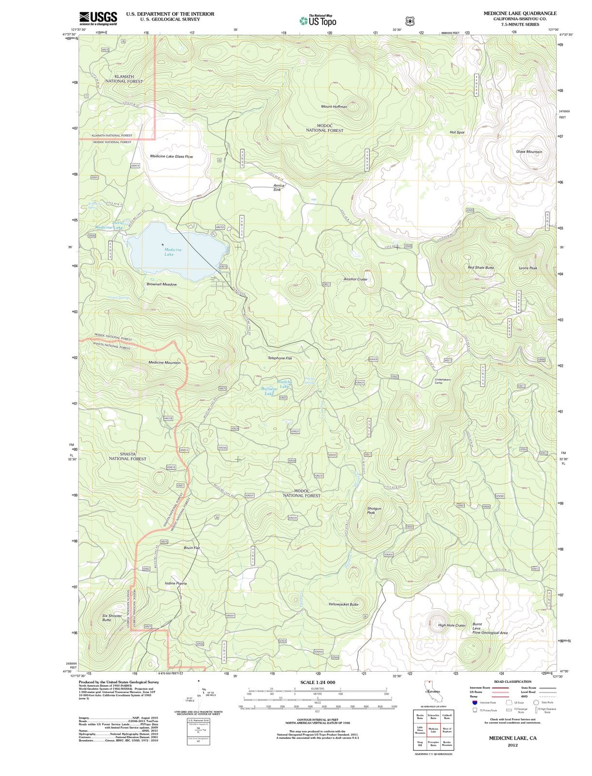 2012 Medicine Lake, CA - California - USGS Topographic Map