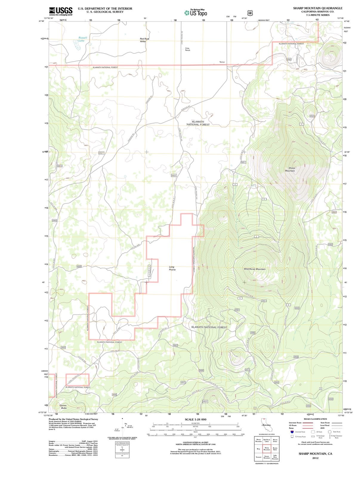 2012 Sharp Mountain, CA - California - USGS Topographic Map
