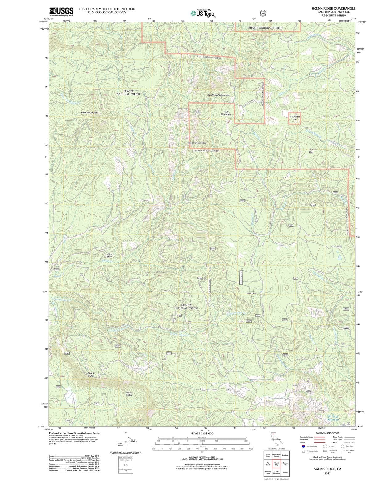 2012 Skunk Ridge, CA - California - USGS Topographic Map