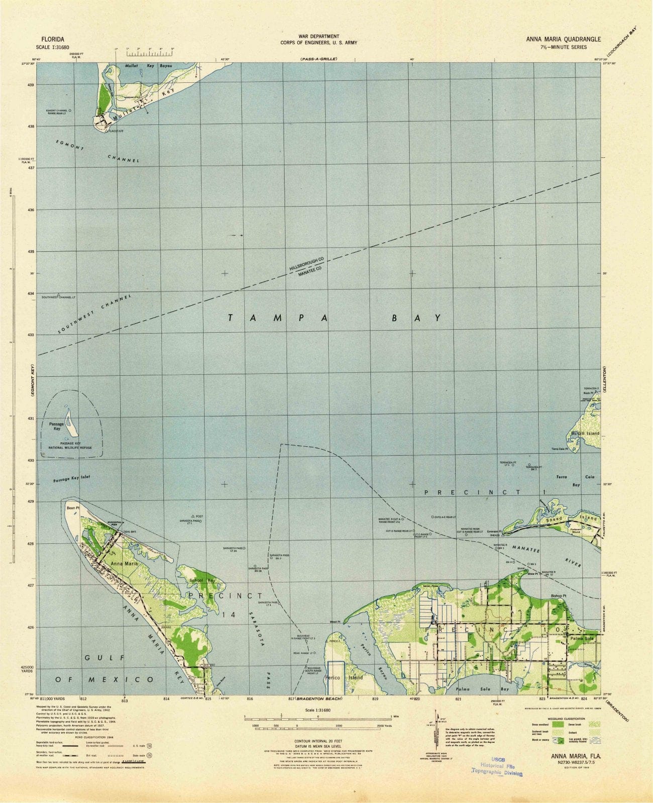 1944 Anna Maria, FL - Florida - USGS Topographic Map