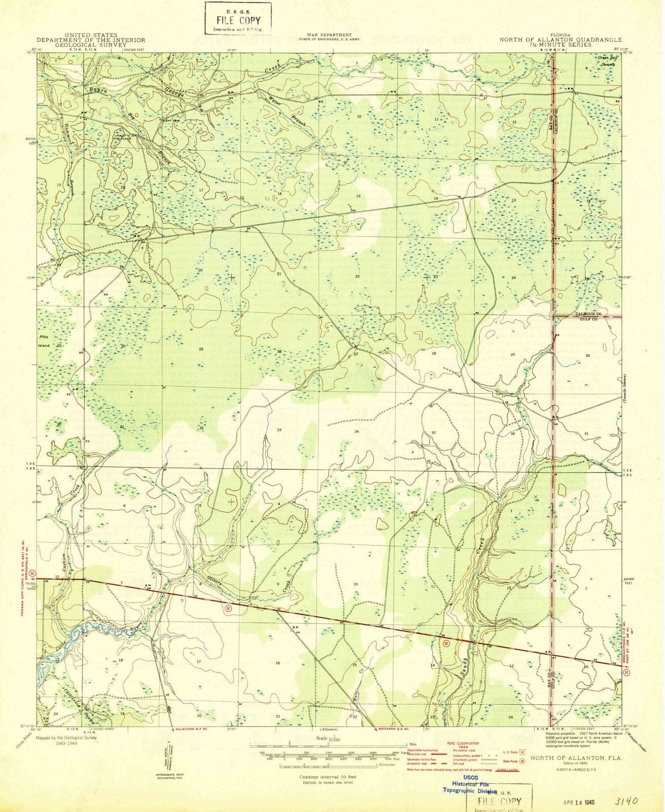 1945 North of Allanton, FL - Florida - USGS Topographic Map