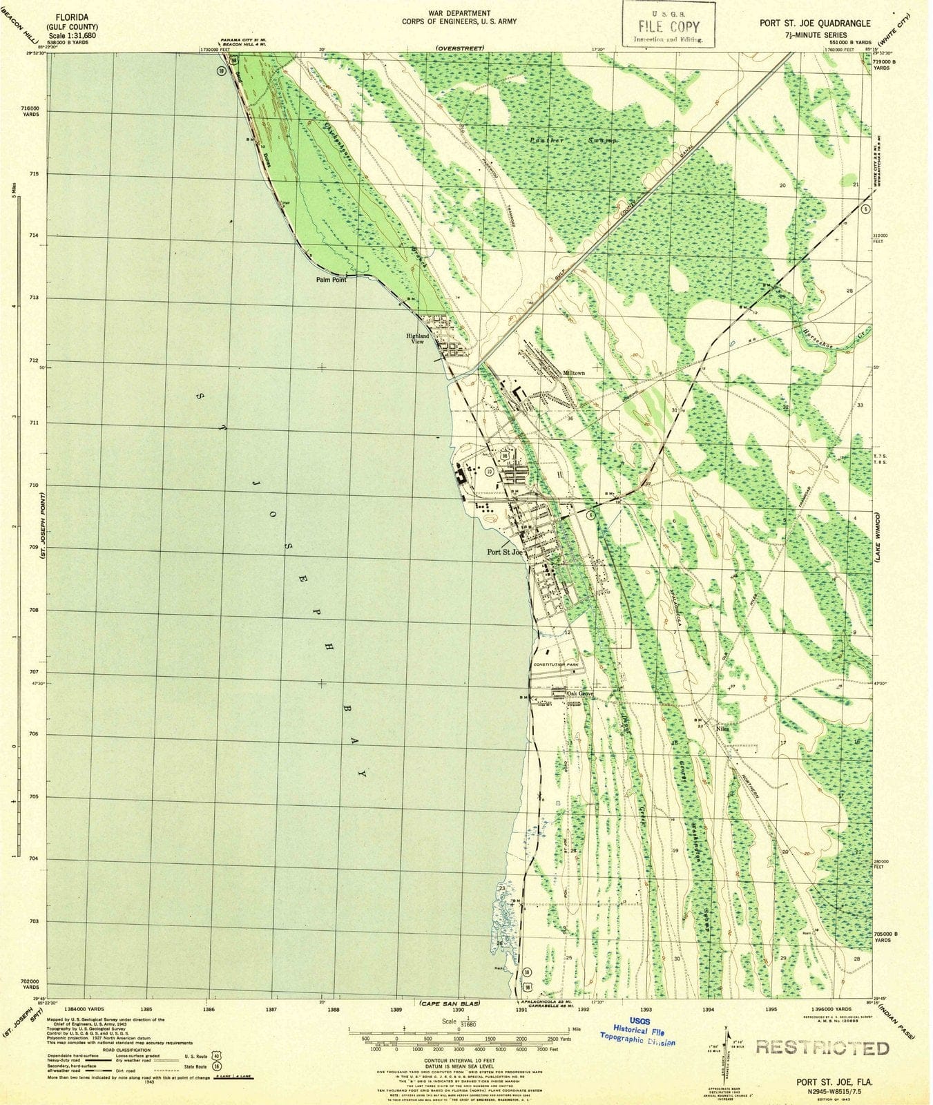 1943 Port St. Joe, FL - Florida - USGS Topographic Map