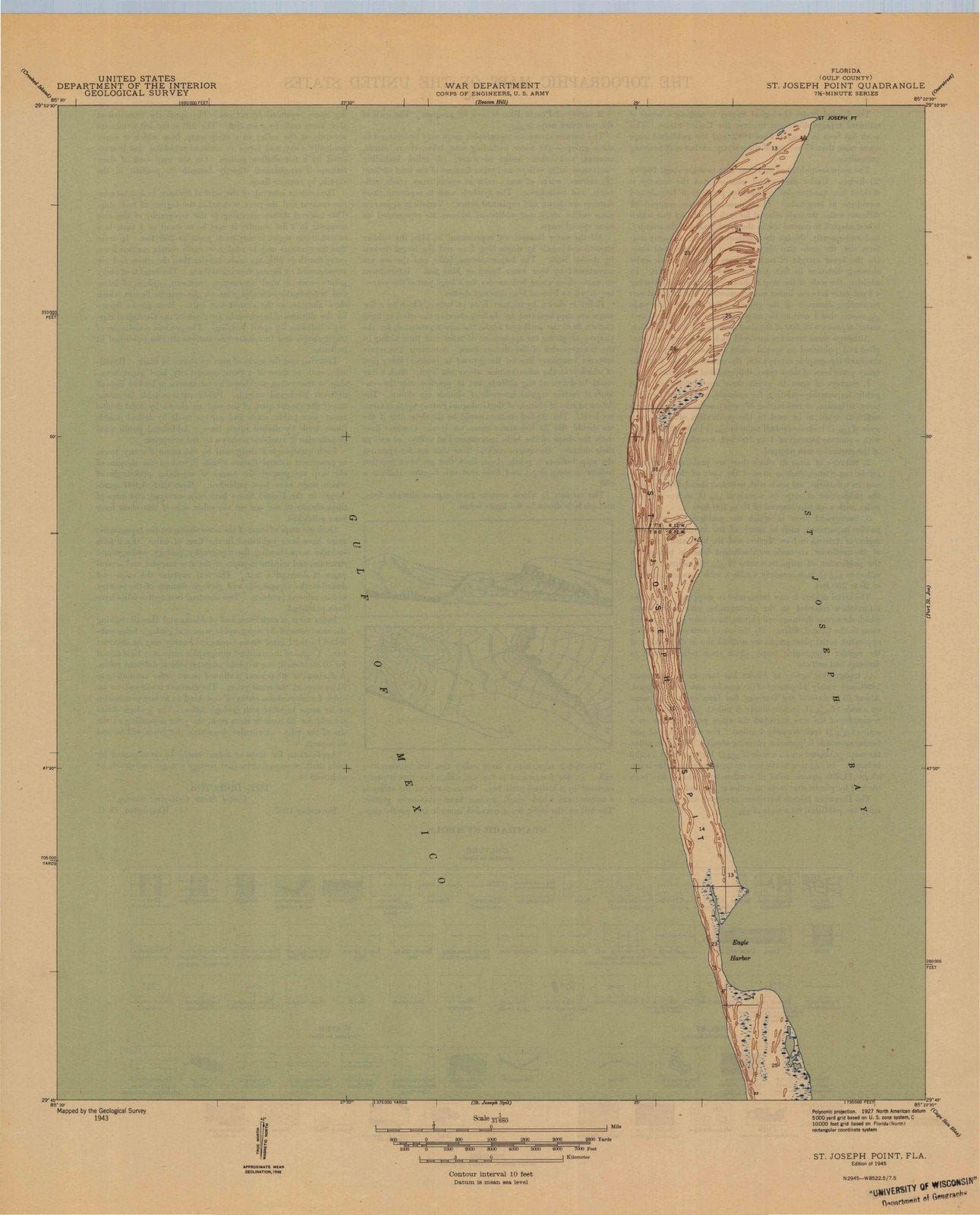 1945 St. Joseph Point, FL - Florida - USGS Topographic Map
