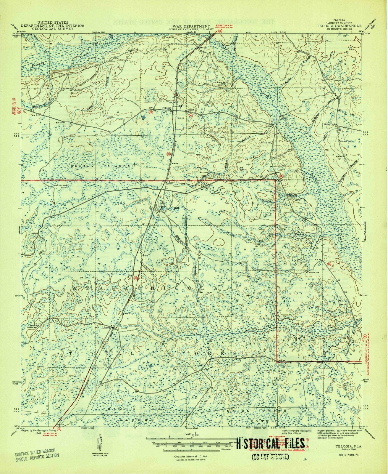 1946 Telogia, FL - Florida - USGS Topographic Map