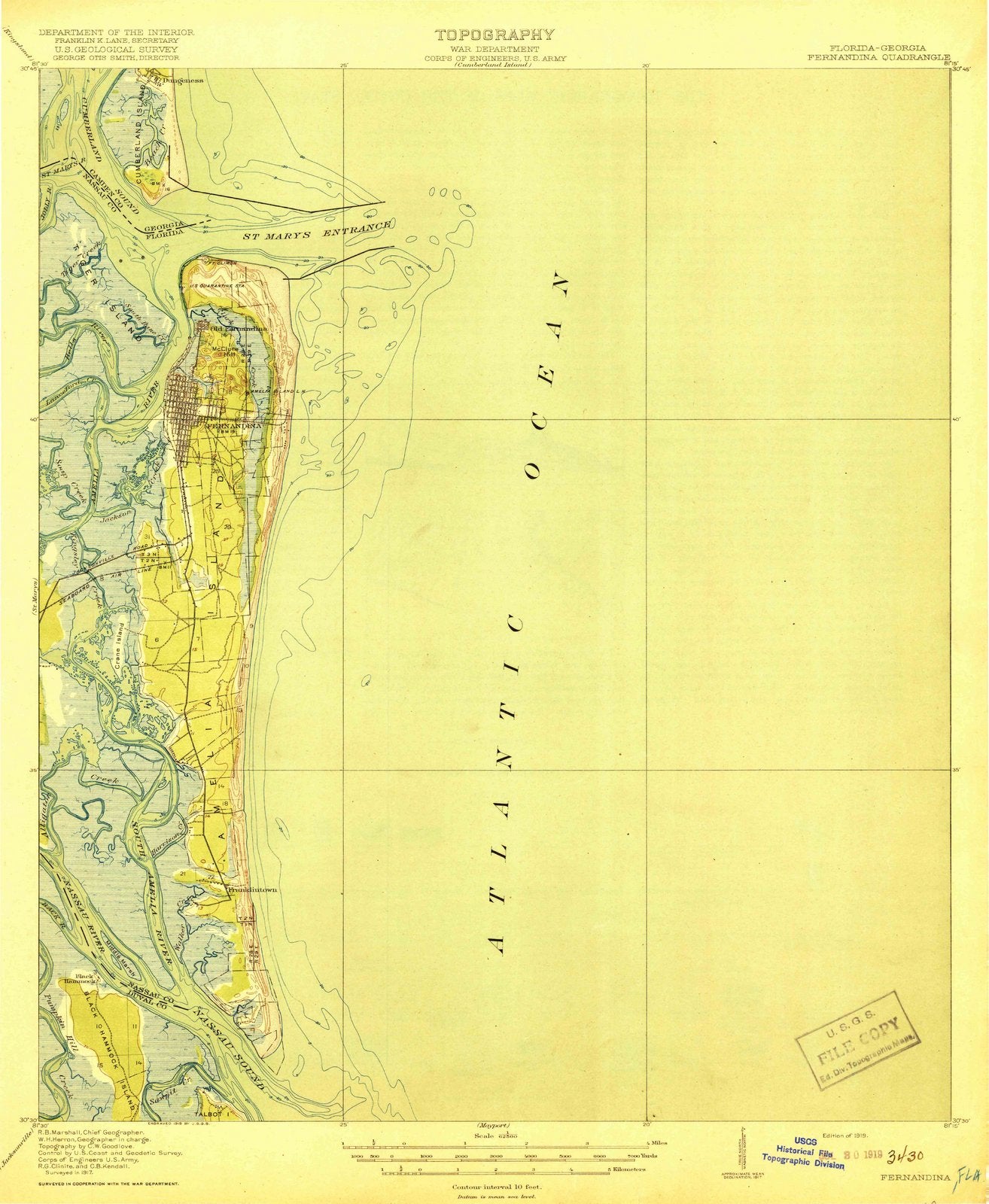 1919 Fernandina Beach, FL - Florida - USGS Topographic Map